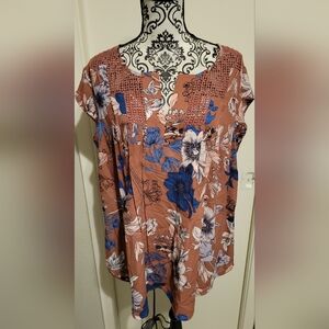 Daniel Rainn‎ Stitch Fix Estefany Lace Detail Split Neck Blouse 1X New With Tags